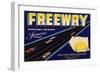 Freeway Brand - Oxnard, California - Citrus Crate Label-Lantern Press-Framed Art Print