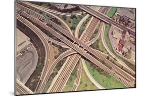 Freeway Cloverleaf from Above-null-Mounted Art Print