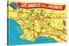 Freeway Map, Los Angeles, California-null-Stretched Canvas