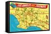 Freeway Map, Los Angeles, California-null-Framed Stretched Canvas