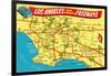 Freeway Map, Los Angeles, California-null-Framed Art Print