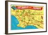 Freeway Map, Los Angeles, California-null-Framed Art Print