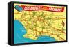 Freeway Map, Los Angeles, California-null-Framed Stretched Canvas