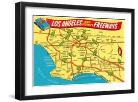 Freeway Map, Los Angeles, California-null-Framed Art Print