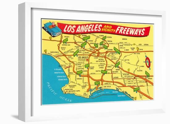 Freeway Map, Los Angeles, California-null-Framed Art Print