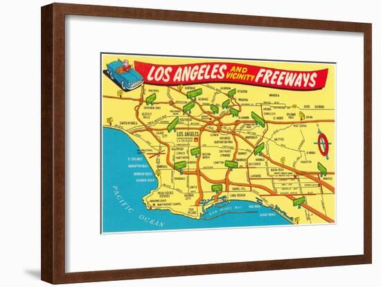 Freeway Map, Los Angeles, California-null-Framed Art Print