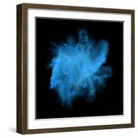 Freeze Motion of Blue Powder Exploding, Isolated on Black, Dark Background. Abstract Design of Whit-Bashutskyy-Framed Photographic Print