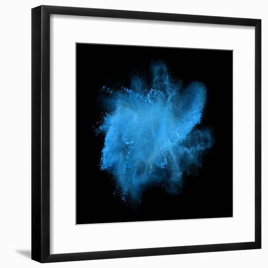 Freeze Motion of Blue Powder Exploding, Isolated on Black, Dark Background. Abstract Design of Whit-Bashutskyy-Framed Photographic Print