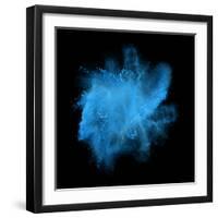Freeze Motion of Blue Powder Exploding, Isolated on Black, Dark Background. Abstract Design of Whit-Bashutskyy-Framed Photographic Print
