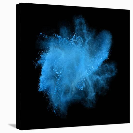 Freeze Motion of Blue Powder Exploding, Isolated on Black, Dark Background. Abstract Design of Whit-Bashutskyy-Stretched Canvas