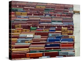 Freight Containers are Lined up Outside the Port of Piraeus, Near Athens-null-Stretched Canvas