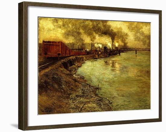 Freight Train, Dusk-Fritz Thaulow-Framed Giclee Print