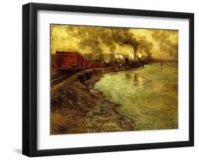 Freight Train, Dusk-Fritz Thaulow-Framed Giclee Print