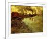 Freight Train, Dusk-Fritz Thaulow-Framed Giclee Print