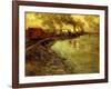 Freight Train, Dusk-Fritz Thaulow-Framed Giclee Print