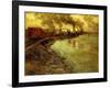 Freight Train, Dusk-Fritz Thaulow-Framed Giclee Print