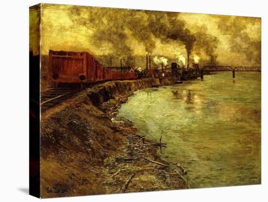 Freight Train, Dusk-Fritz Thaulow-Stretched Canvas