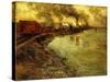 Freight Train, Dusk-Fritz Thaulow-Stretched Canvas