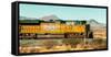 Freight Train Engine on the Move in West Texas-James White-Framed Stretched Canvas