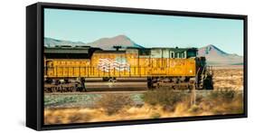 Freight Train Engine on the Move in West Texas-James White-Framed Stretched Canvas