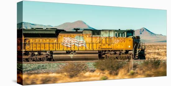 Freight Train Engine on the Move in West Texas-James White-Stretched Canvas