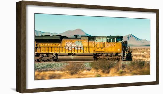 Freight Train Engine on the Move in West Texas-James White-Framed Photographic Print