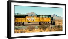 Freight Train Engine on the Move in West Texas-James White-Framed Photographic Print