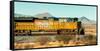 Freight Train Engine on the Move in West Texas-James White-Framed Stretched Canvas