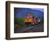 Freight Train Moving on Tracks, Stevenson, Columbia River Gorge, Washington, USA-Steve Terrill-Framed Photographic Print