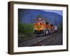 Freight Train Moving on Tracks, Stevenson, Columbia River Gorge, Washington, USA-Steve Terrill-Framed Photographic Print