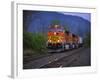 Freight Train Moving on Tracks, Stevenson, Columbia River Gorge, Washington, USA-Steve Terrill-Framed Photographic Print