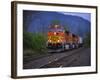 Freight Train Moving on Tracks, Stevenson, Columbia River Gorge, Washington, USA-Steve Terrill-Framed Photographic Print