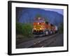 Freight Train Moving on Tracks, Stevenson, Columbia River Gorge, Washington, USA-Steve Terrill-Framed Photographic Print