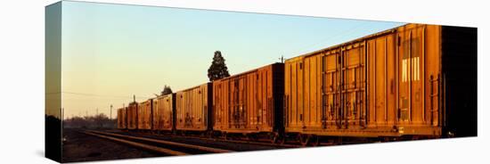 Freight Train on the Railroad Tracks, Central Valley, California, USA-null-Stretched Canvas