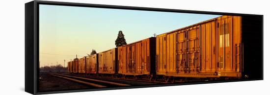 Freight Train on the Railroad Tracks, Central Valley, California, USA-null-Framed Stretched Canvas