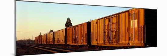 Freight Train on the Railroad Tracks, Central Valley, California, USA-null-Mounted Photographic Print