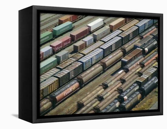 Freight Wagons on the Canadian Pacific Railway at Vancouver Harbour, Canada-Robert Francis-Framed Stretched Canvas