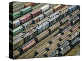 Freight Wagons on the Canadian Pacific Railway at Vancouver Harbour, Canada-Robert Francis-Stretched Canvas