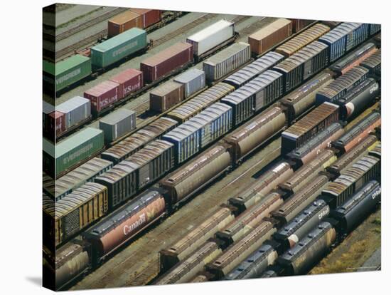 Freight Wagons on the Canadian Pacific Railway at Vancouver Harbour, Canada-Robert Francis-Stretched Canvas