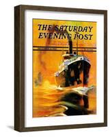 "Freighter," Saturday Evening Post Cover, December 14, 1935-Edgar Franklin Wittmack-Framed Giclee Print