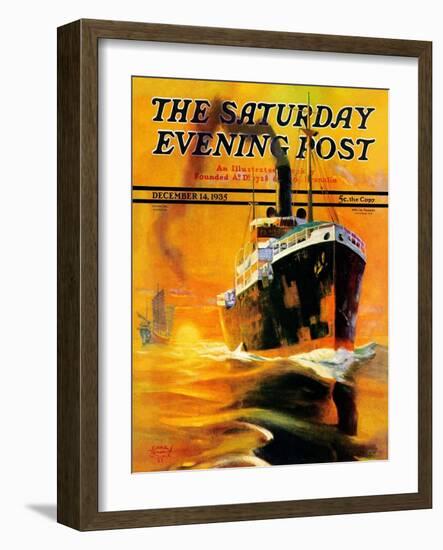 "Freighter," Saturday Evening Post Cover, December 14, 1935-Edgar Franklin Wittmack-Framed Giclee Print