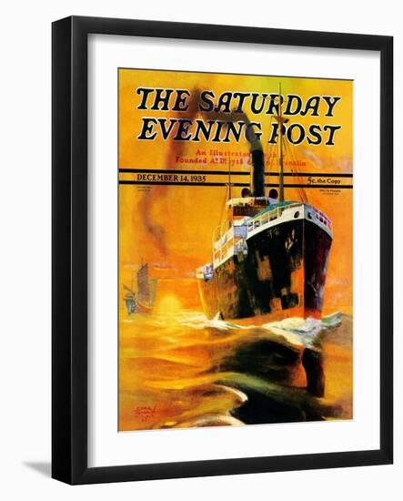 "Freighter," Saturday Evening Post Cover, December 14, 1935-Edgar Franklin Wittmack-Framed Giclee Print