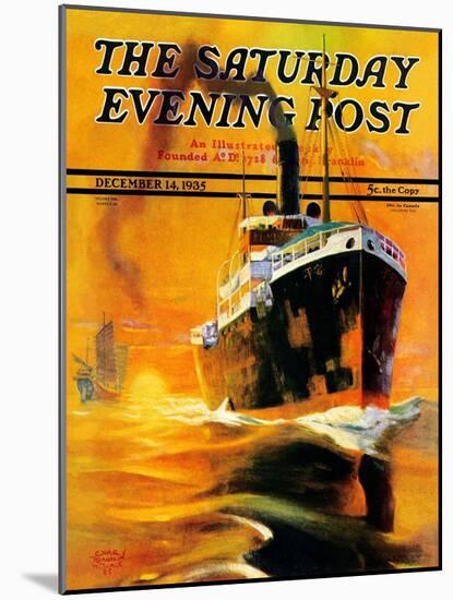 "Freighter," Saturday Evening Post Cover, December 14, 1935-Edgar Franklin Wittmack-Mounted Giclee Print