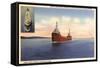 Freighters on Lake Superior, Minnesota-null-Framed Stretched Canvas