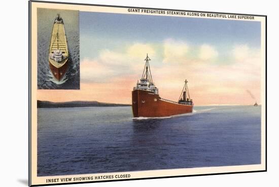 Freighters on Lake Superior, Minnesota-null-Mounted Art Print