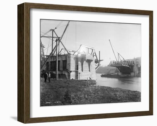 Fremont Bridge Construction Photograph - Seattle, WA-Lantern Press-Framed Art Print