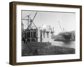 Fremont Bridge Construction Photograph - Seattle, WA-Lantern Press-Framed Art Print