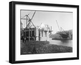 Fremont Bridge Construction Photograph - Seattle, WA-Lantern Press-Framed Art Print