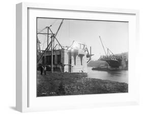 Fremont Bridge Construction Photograph - Seattle, WA-Lantern Press-Framed Art Print