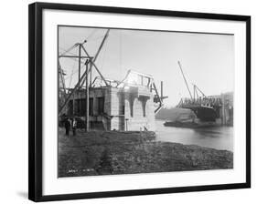 Fremont Bridge Construction Photograph - Seattle, WA-Lantern Press-Framed Art Print